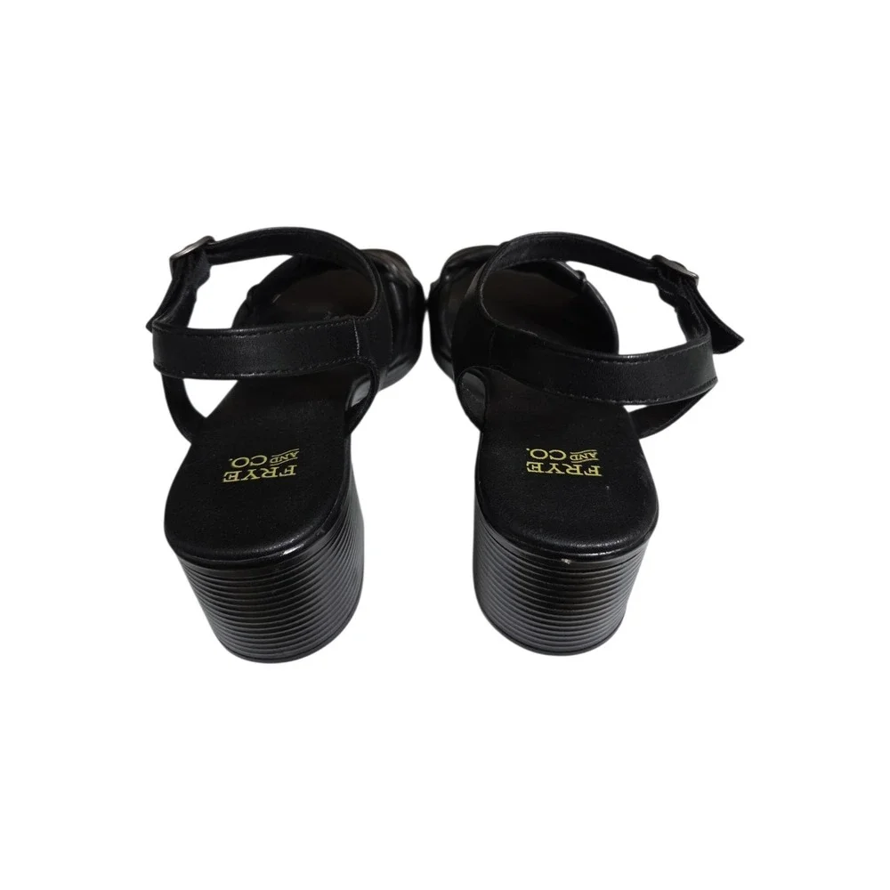 Frye and Co Westmont Black Braided Block‎ Heel Sandals Womens 9M